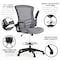 Flash Furniture Kelista Mid-Back Dark Gray Mesh Ergonomic Drafting Chair with Adjustable Foot Ring and Flip-Up Arms BL-X-5M-D-DKGY-GG - alternate 3